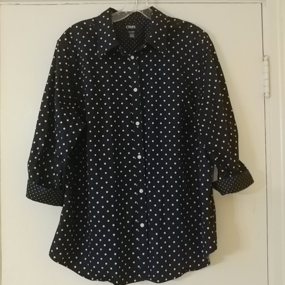 Chaps Tops - CHAPS Blue Polkadot No Iron Career Top 1X